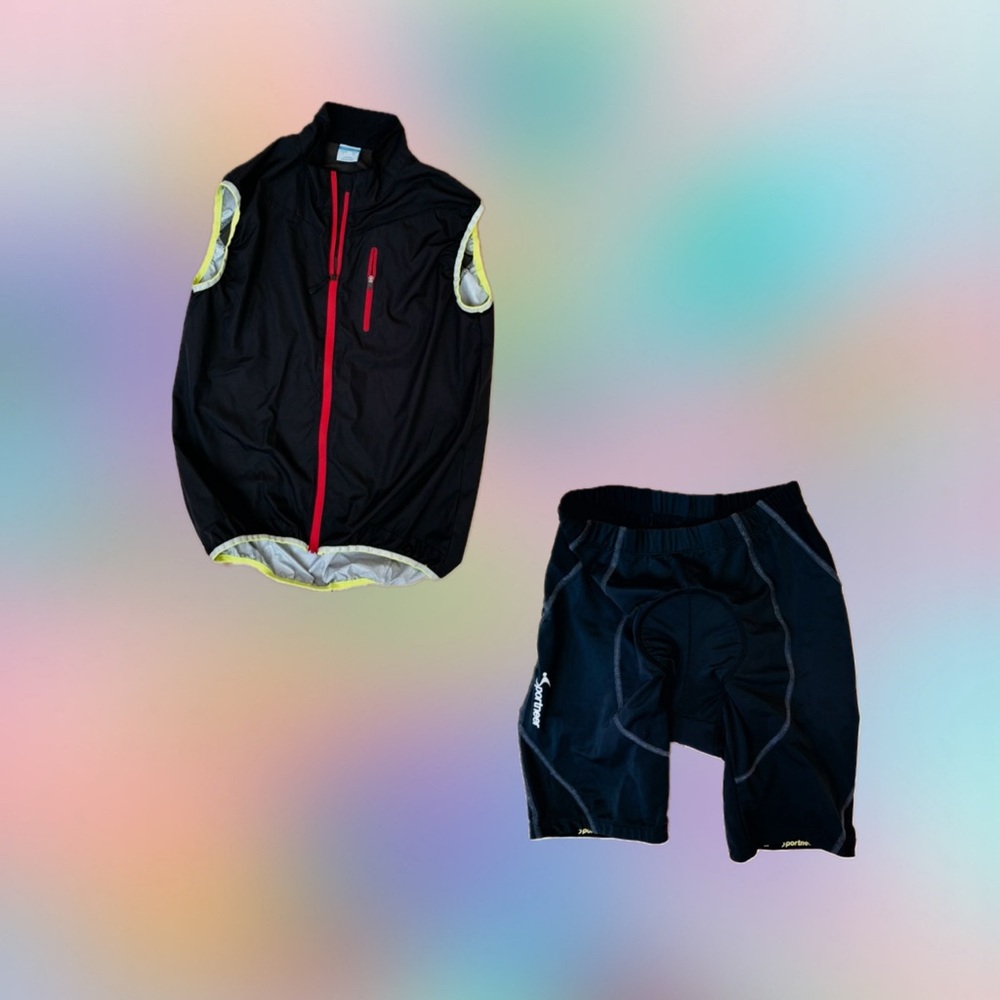 freebie ~ biking set - tank top, padded shorts in black - S euc